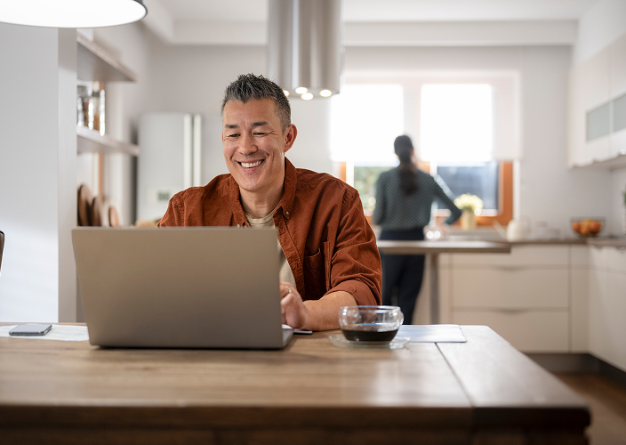 A client accessing their RBC account on their laptop.