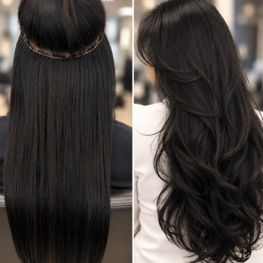 Luxury weft hair extensions at Avissa Salon in Ann Arbor provide seamless length, fullness, and beau 