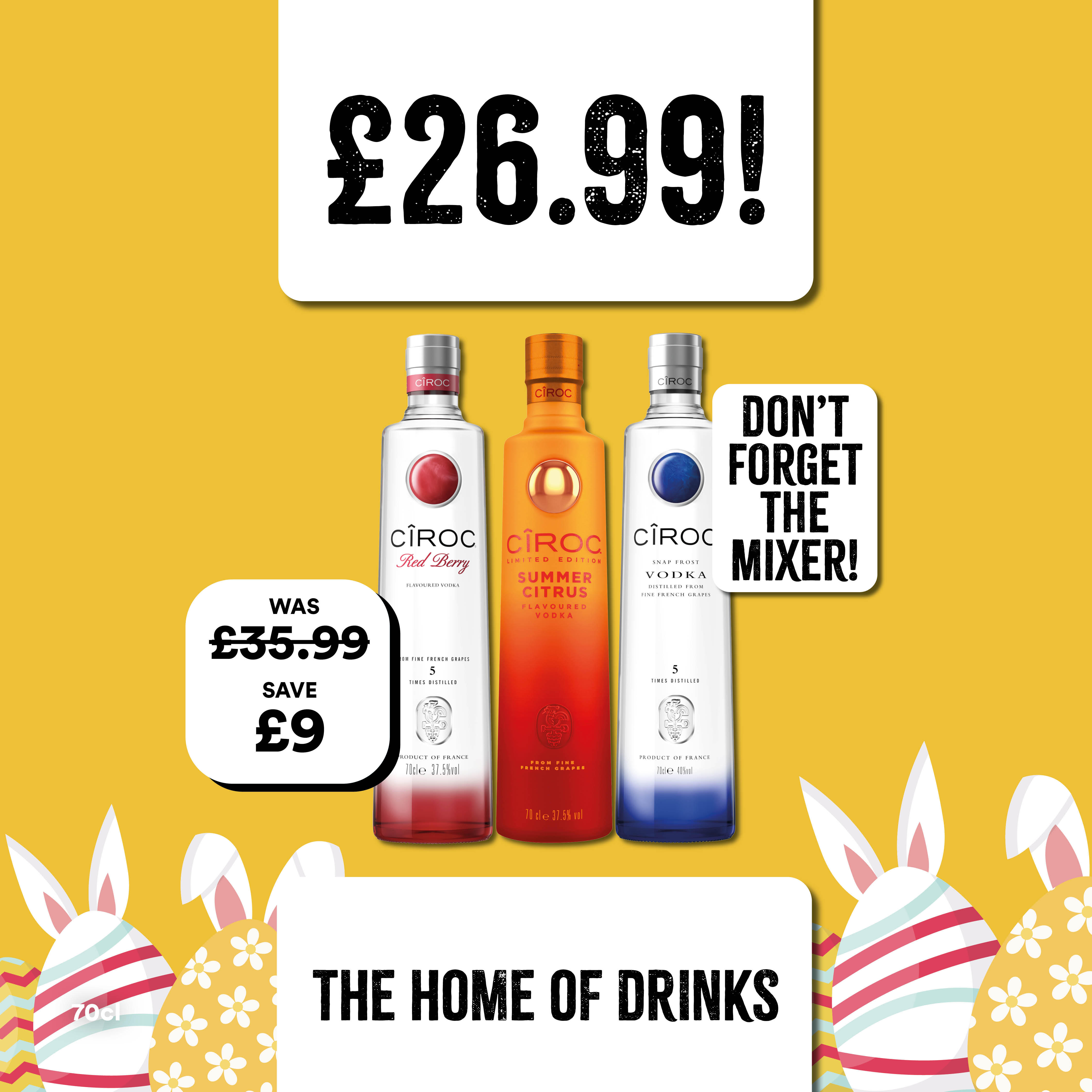 Ciroc Vodka 75cl flavours - Only £26.99 Bargain Booze Select Convenience Fleetwood 01253 283780