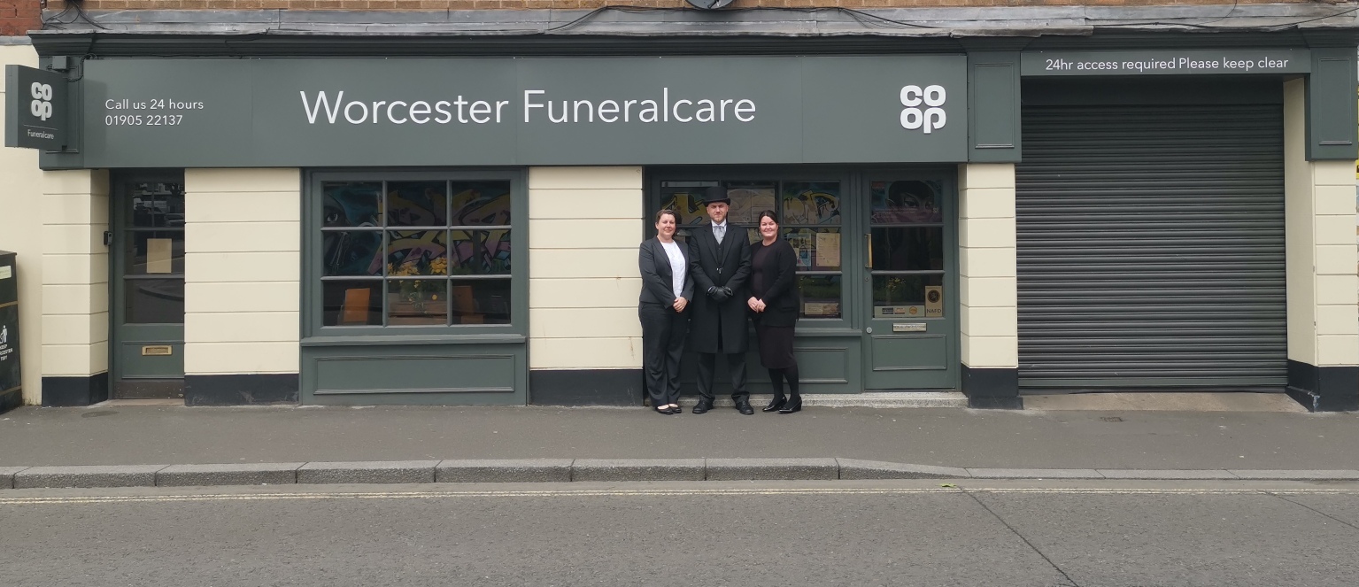 The team outside with our new, updated signage! Co-op Funeralcare, Worcester Worcester 01905 22137