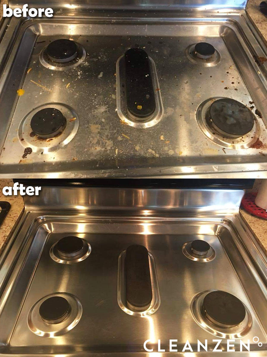 Stovetop Cleaning Before and After