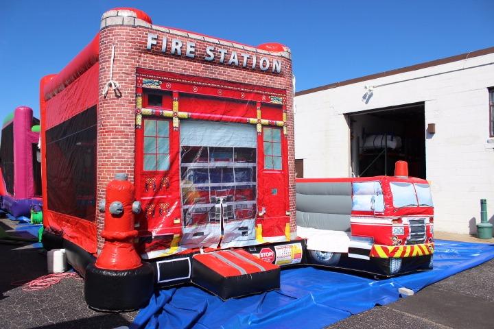 Calling all firefighters!  Kids will love this for their birthday party. Fire house combo inflatable party rental on Long Island. If you are looking for that perfect party rental this bounce house rental is it. Come with a bouncy bouncer and giant inflatable slide inside.