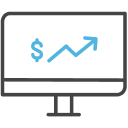Uptrend computer screen icon.