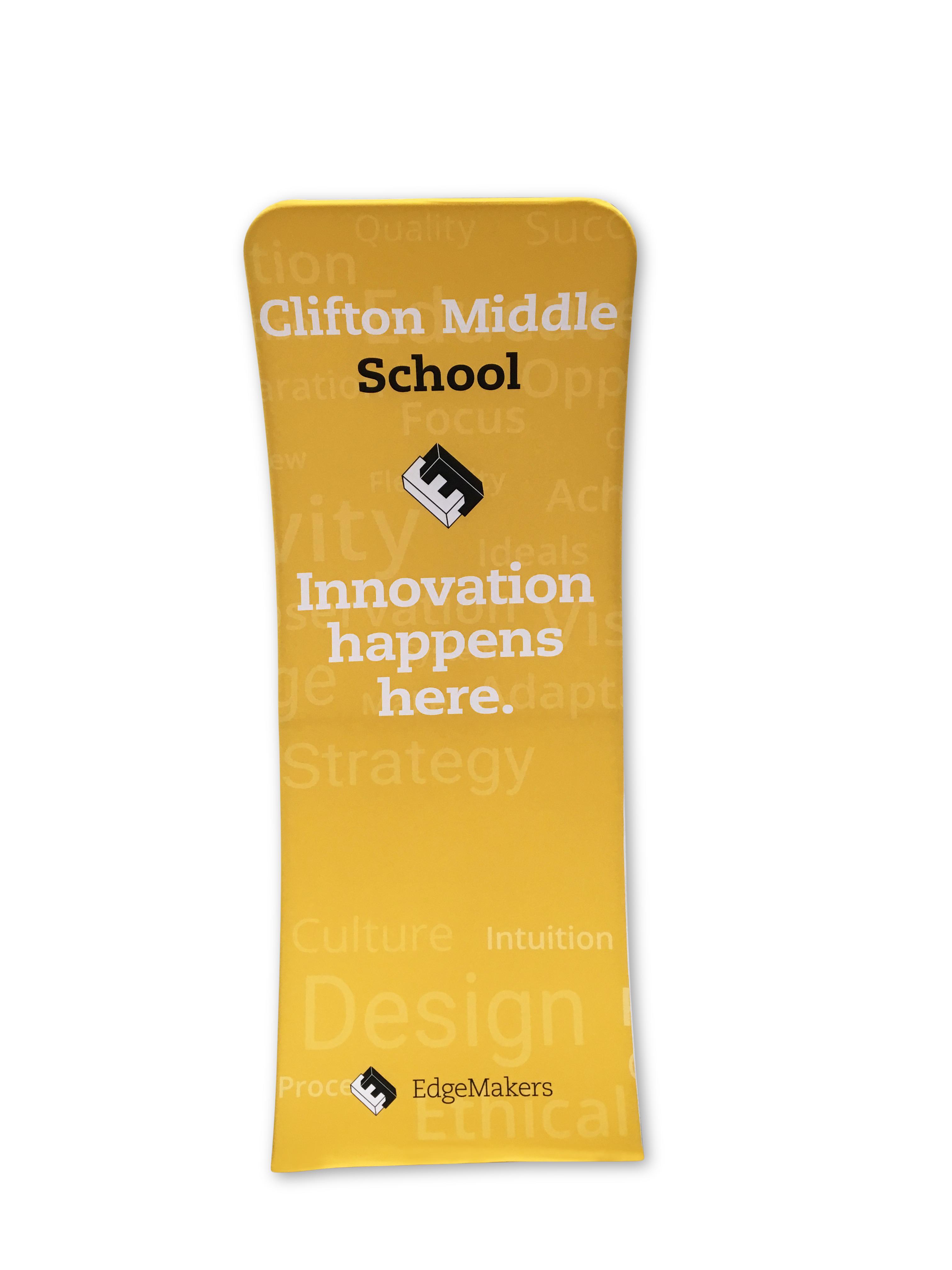 Printed piece for EdgeMakers at Clifton Middle School. Digital printing by PLC Print.