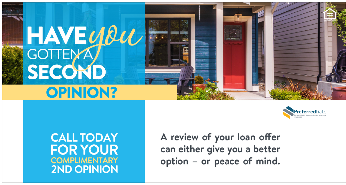 Have you gotten a second opinion yet on your loan offer? Call today for your complimentary second op Ashley Morgan Bullard-Preferred Rate Brentwood (415)424-0177