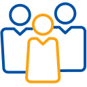 Three people side by side icon.