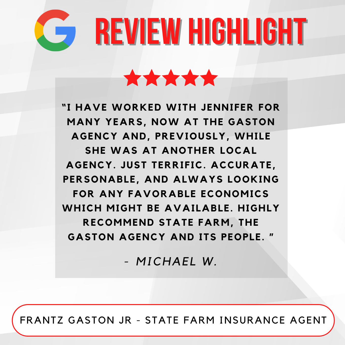 Frantz Gaston Jr - State Farm Insurance Agent
Review highlight