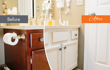 We can refinish your bathroom vanities as well!