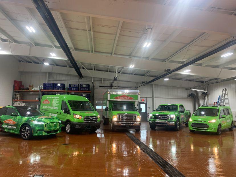 servpro vehicles for water and fire damage restoration