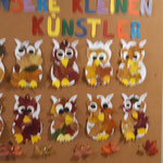 Eulen gebastelt - Die kleinen Piraten - Kindergarten - Kinderkrippe