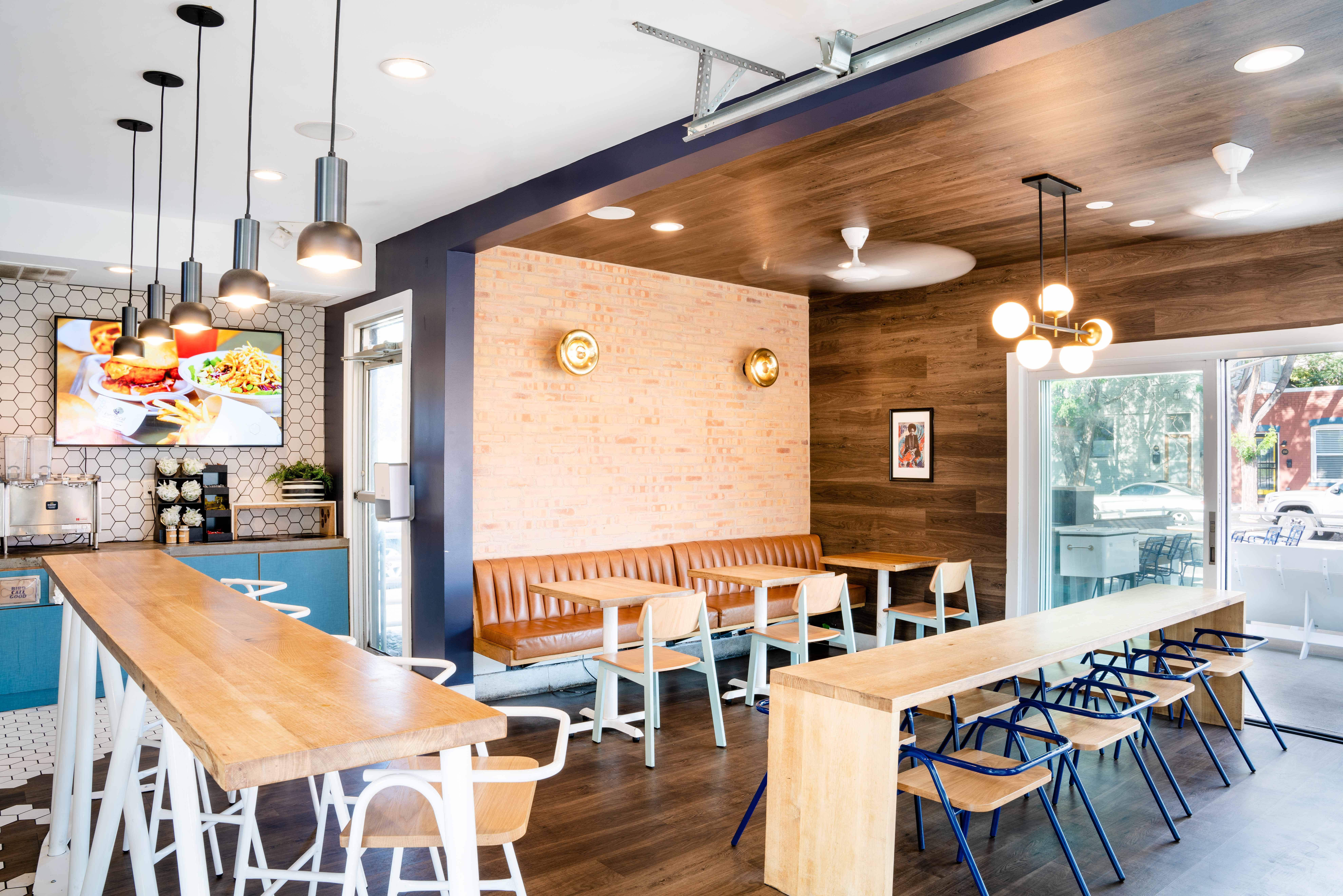 Birdcall Five Points has several seating options for guests dining in.