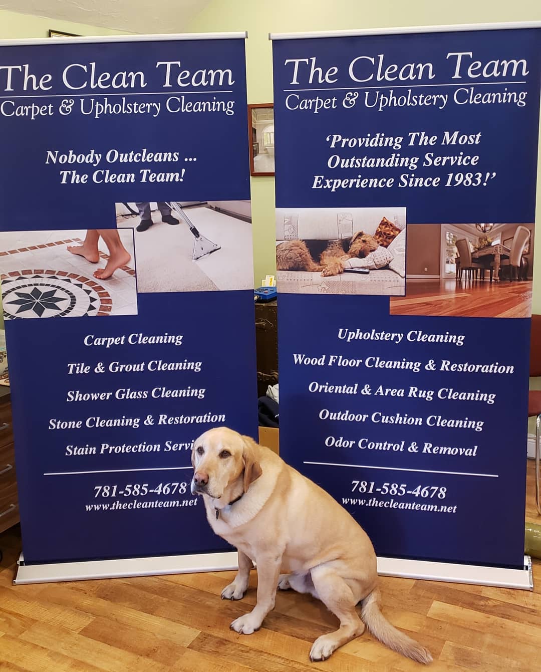Tucker proudly displaying our services.