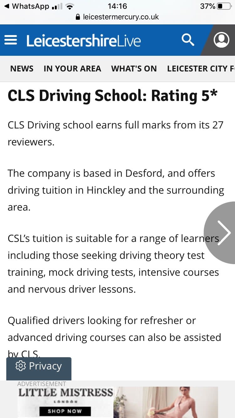 CLS Driving School Leicester 07769 691943