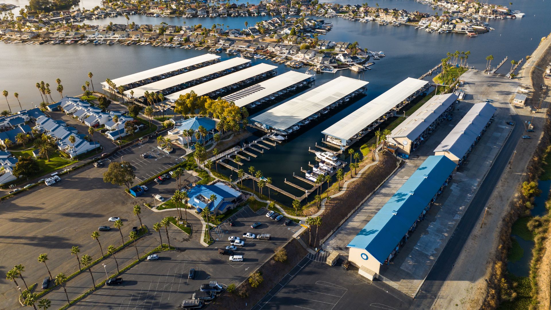 Drone shot of Discovery Bay Marina