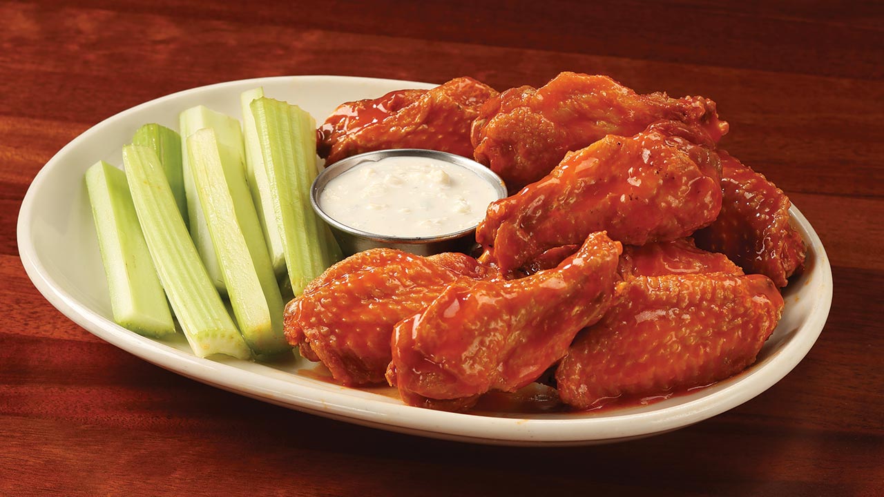 Served with Blue Cheese or Ranch dressing. Choice of Sauce: Naked, Buffalo, Hot Honey Sriracha, BBQ.