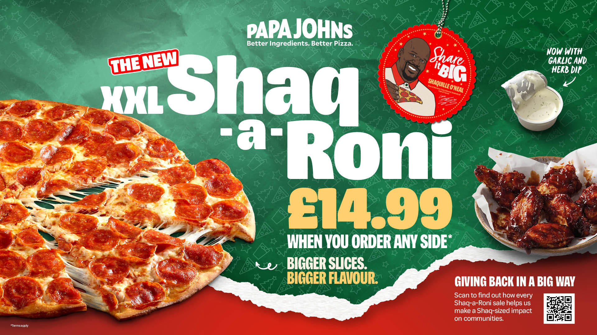 Papa Johns Looks to Help Relieve Hunger Through Sales of Its Shaq-a-Roni  Pizza