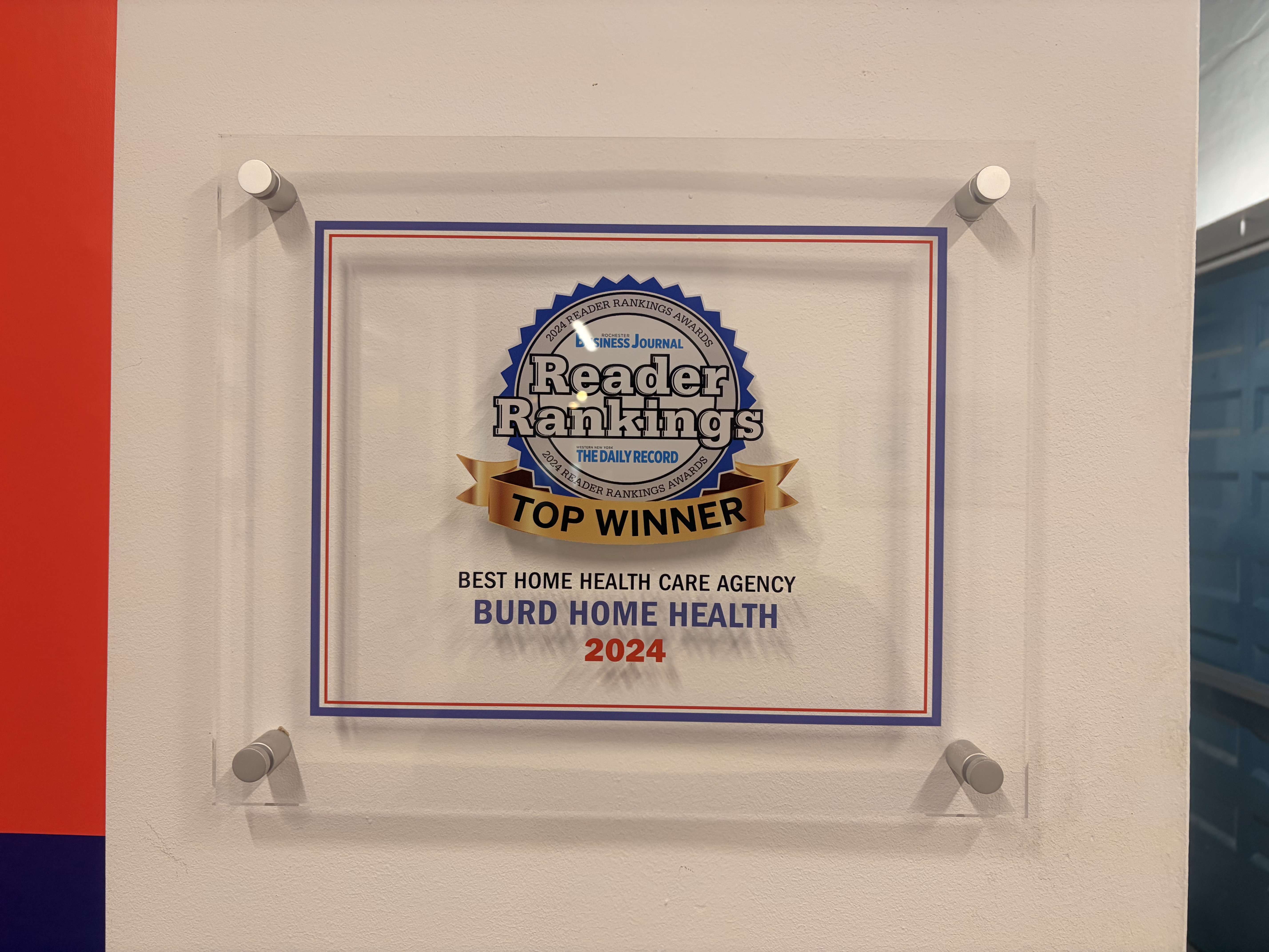 BURD Home Health won Best Home Health Care Agency in Rochester