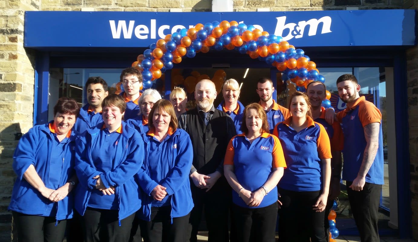 The B&M Elland store team pose outside their brand new home on Huddersfield Road.