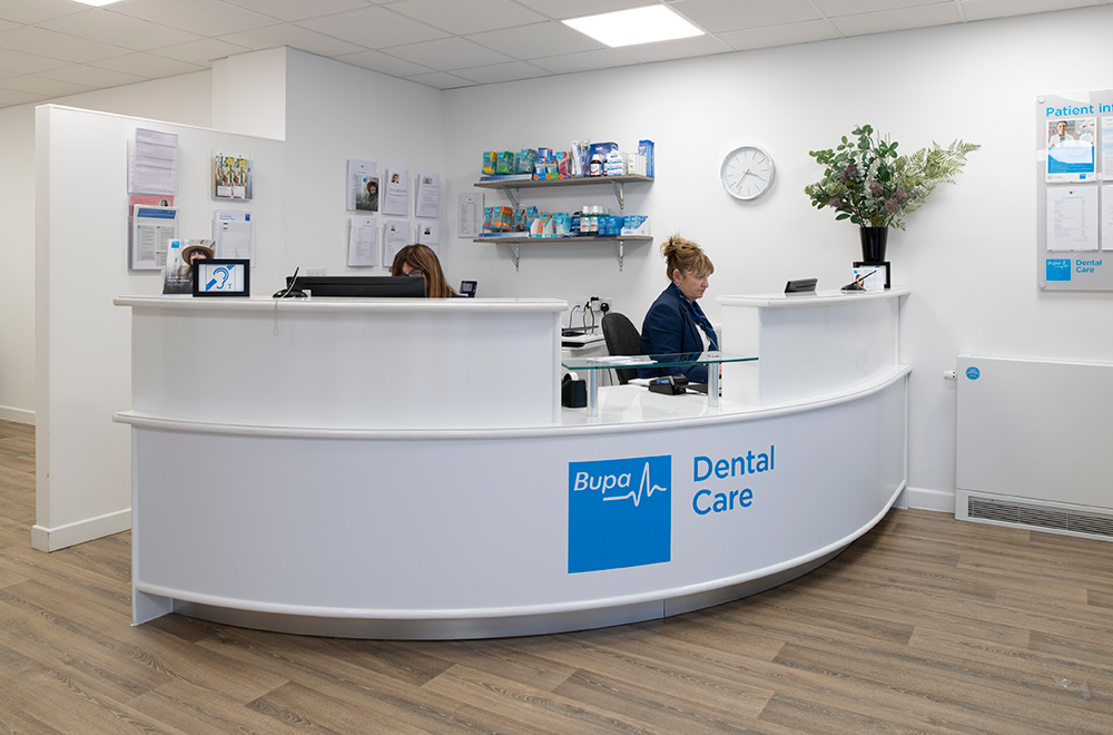 Reception desk at Bupa Dental Care Gloucester Westgate Bupa Dental Care Gloucester Westgate Gloucester 01452 521440