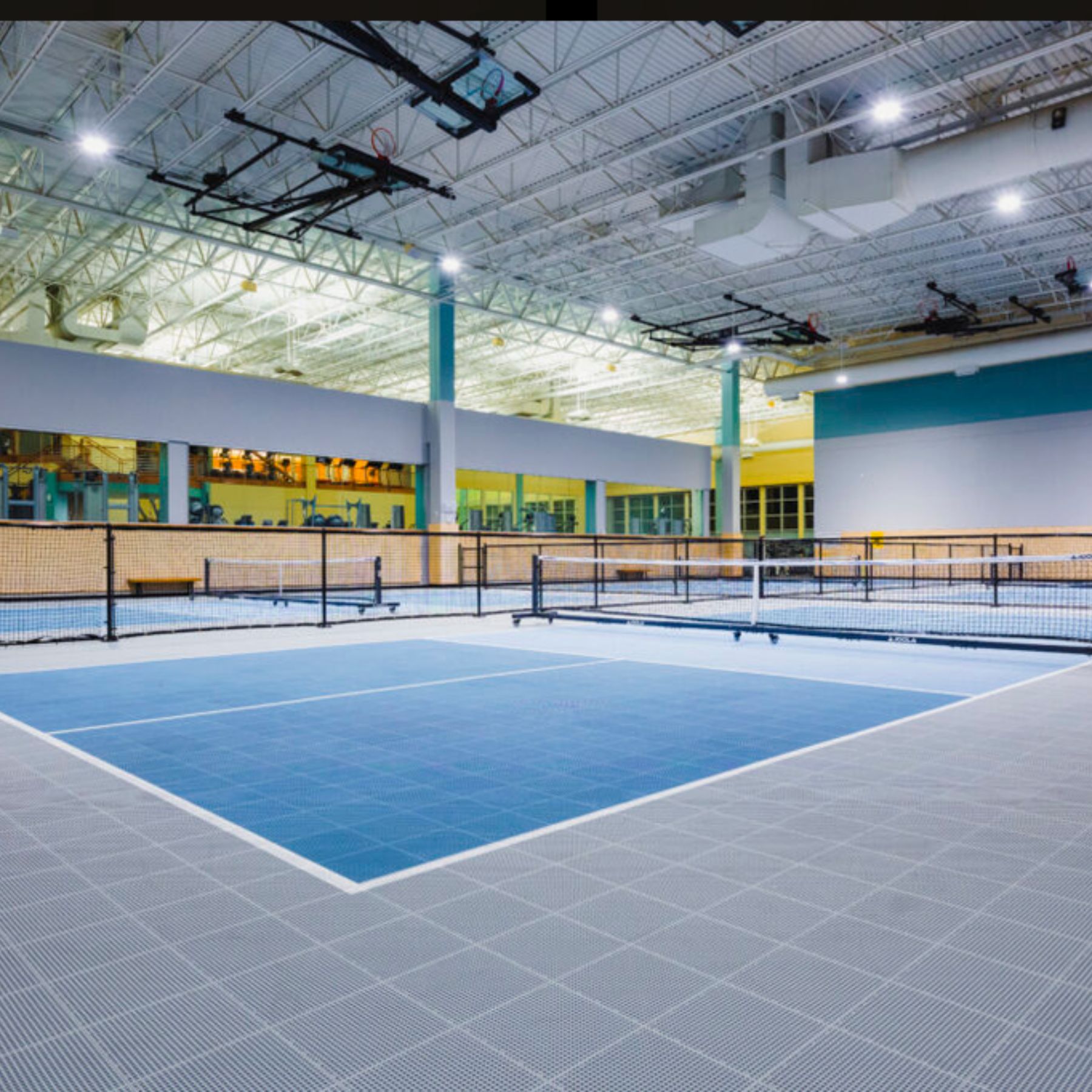 The indoor pickleball courts at our Cheyenne gym provide a spacious, climate-controlled environment for players of all skill levels. Multiple courts give members plenty of room for open play, practice, and friendly competition year-round.