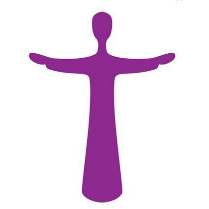 Das Piktogramm einer segnenden Figur in der evangelischen Farbe Lila.