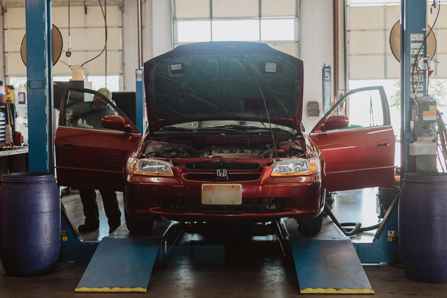 vehicle being serviced at an auto repair shop in north logan utah