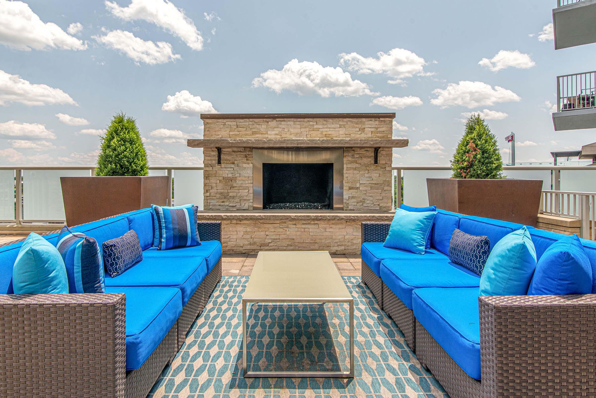 Outdoor Lounge with fireplace