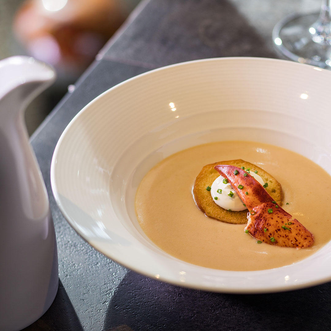 Maine Lobster Bisque poured tableside.