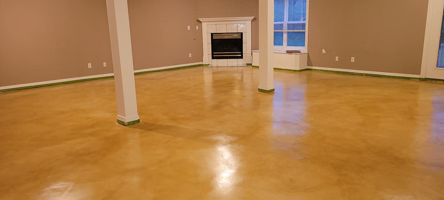 Interior resurfaced and stained concrete floor