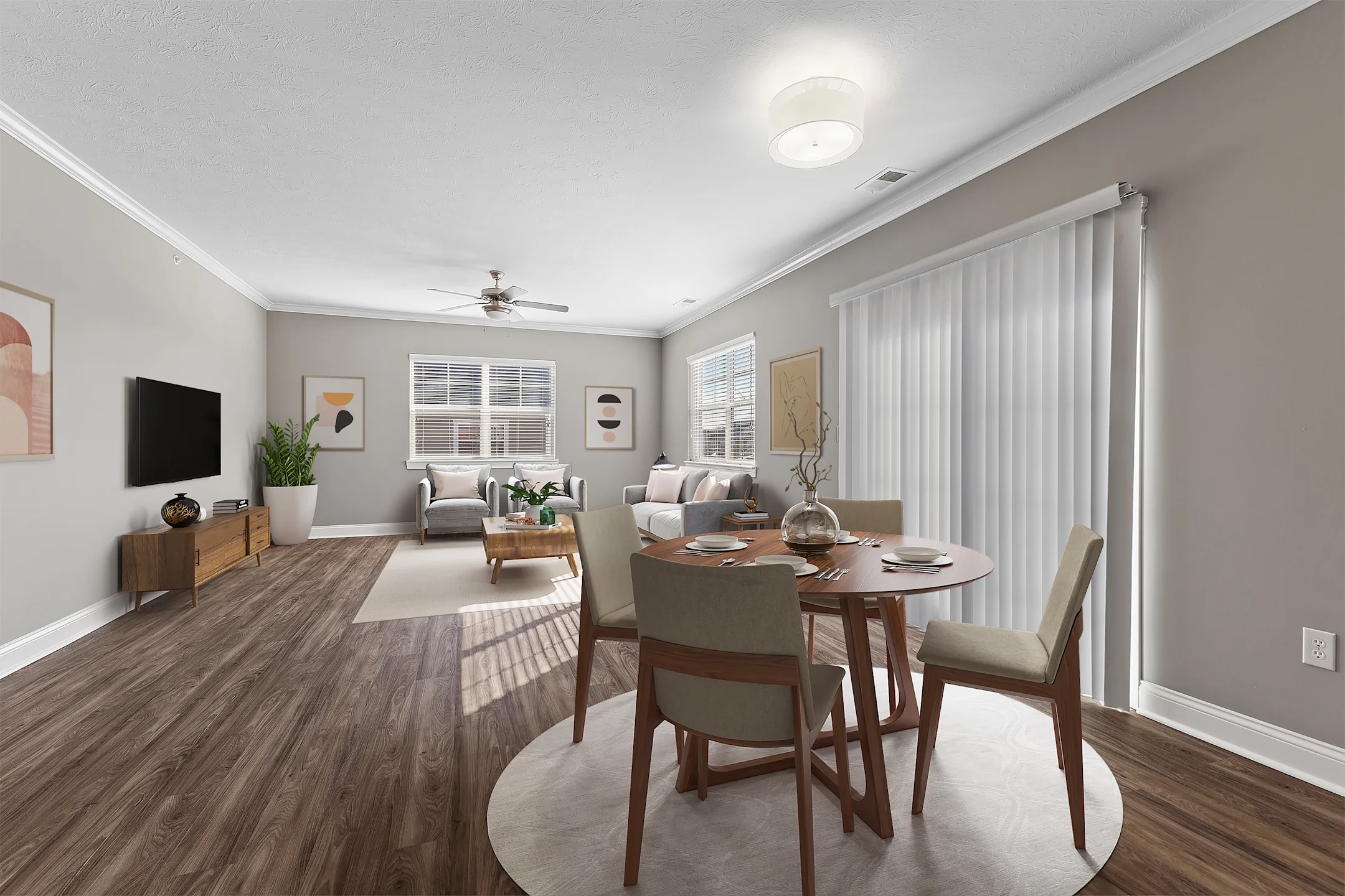 Apartment Dining Area and Living Room 