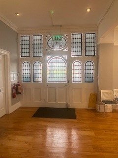 Beautiful Stained Glass Windows at Entrance
