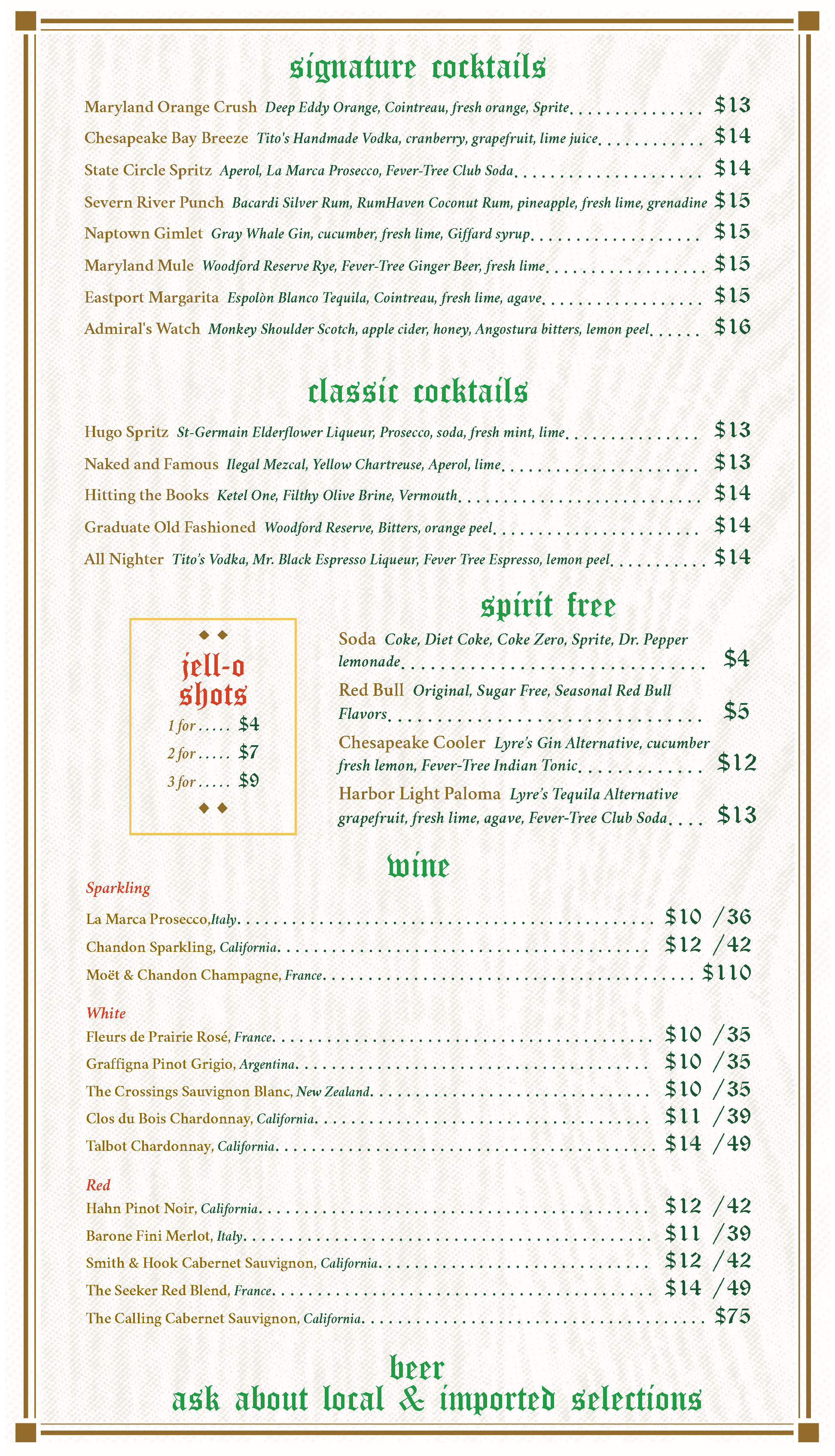 Fall Menu 