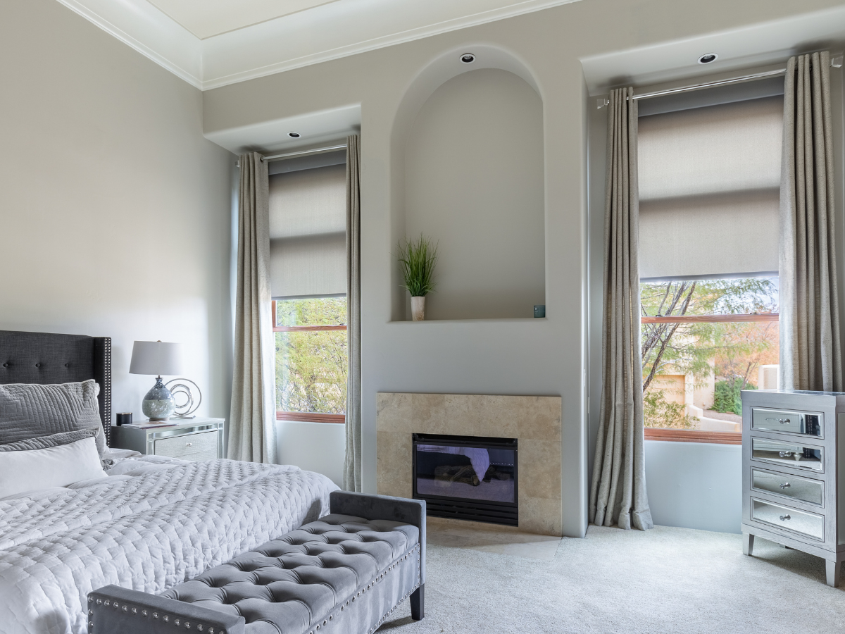 Drift into dreamland easily with automated roller shades, granting you total control over light and privacy. Say goodbye to sleepless nights and hello to blissful rest with just the touch of a button or the sound of your voice.