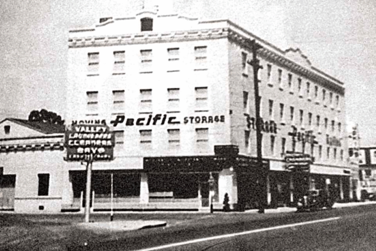 Pacific Storage building in the 1930s