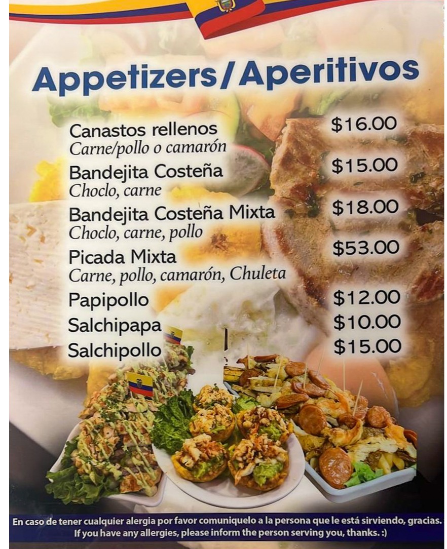 Appetizer Menu