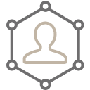 A silhouette icon inside an interconnect hexagon.