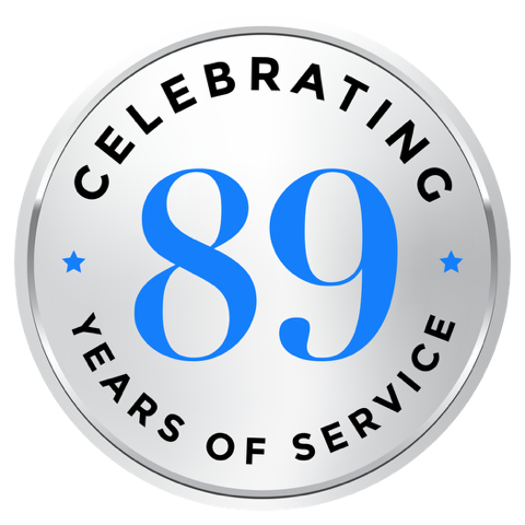 An emblem showcasing the celebration of Pierce Refrigeration's 89 years of service