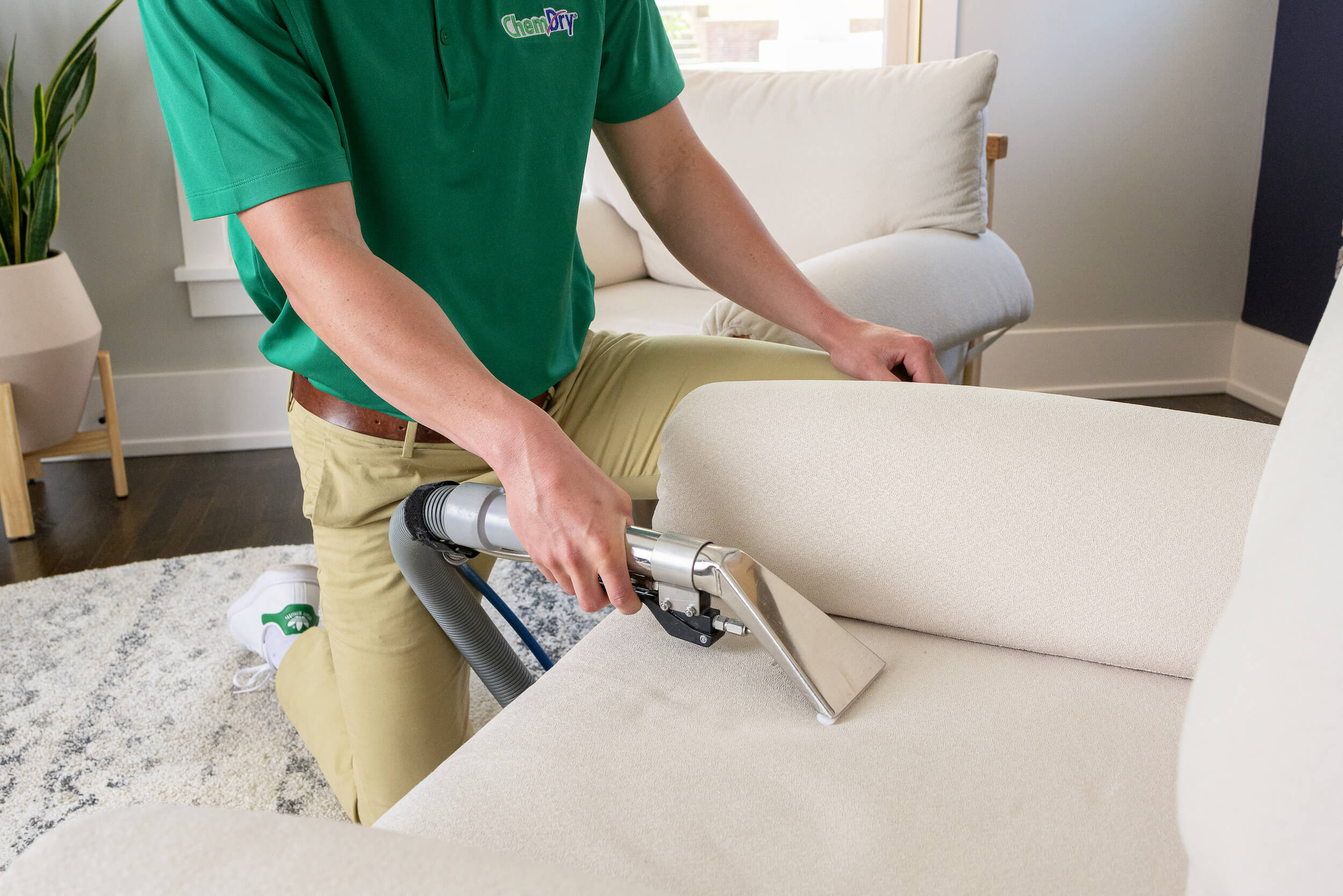 Close up of upholstery cleaning performed by Chem-Dry OKC/Edmond