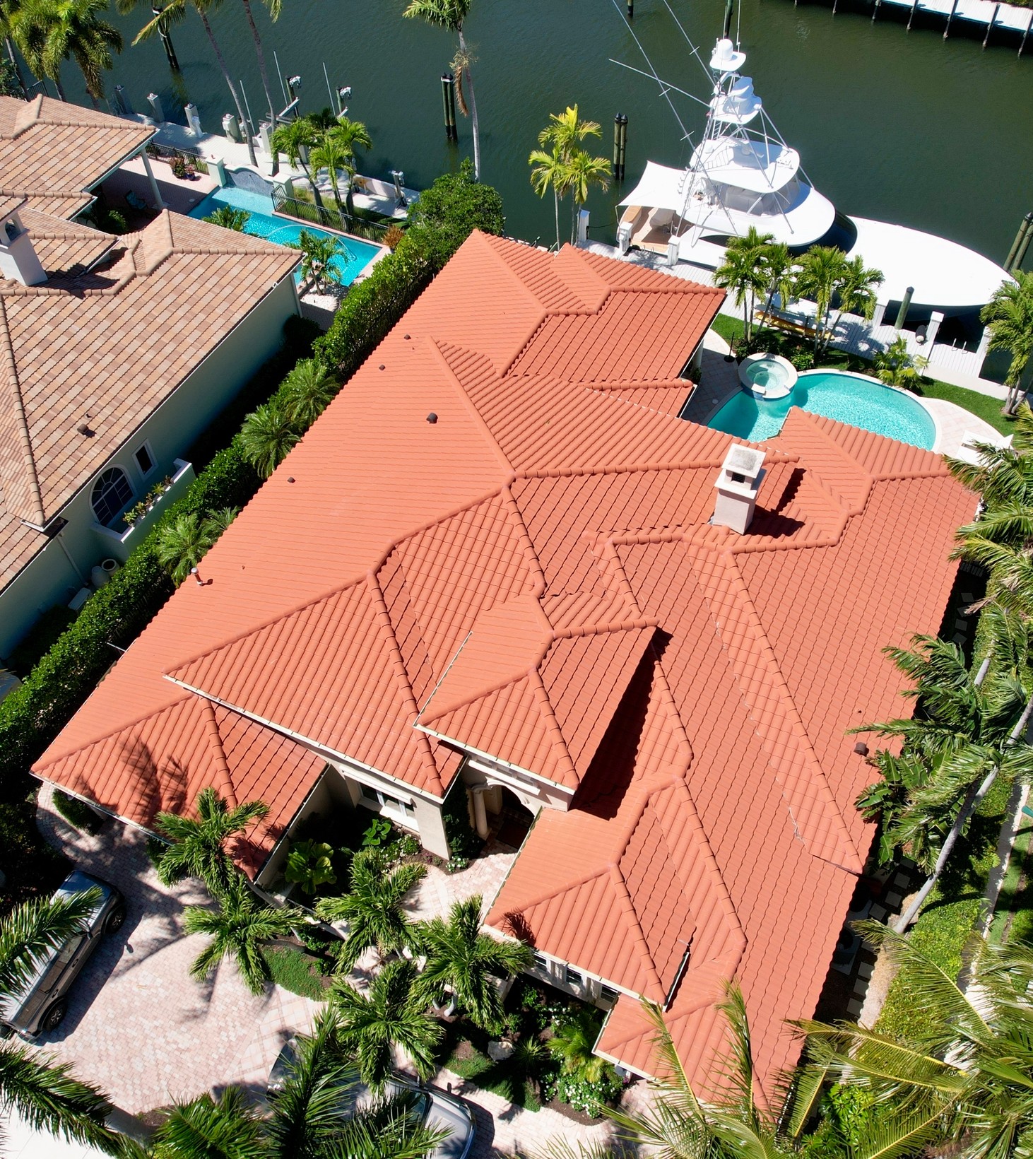 This barrel tile color is called Terracambra Range. Roof replacement complete!