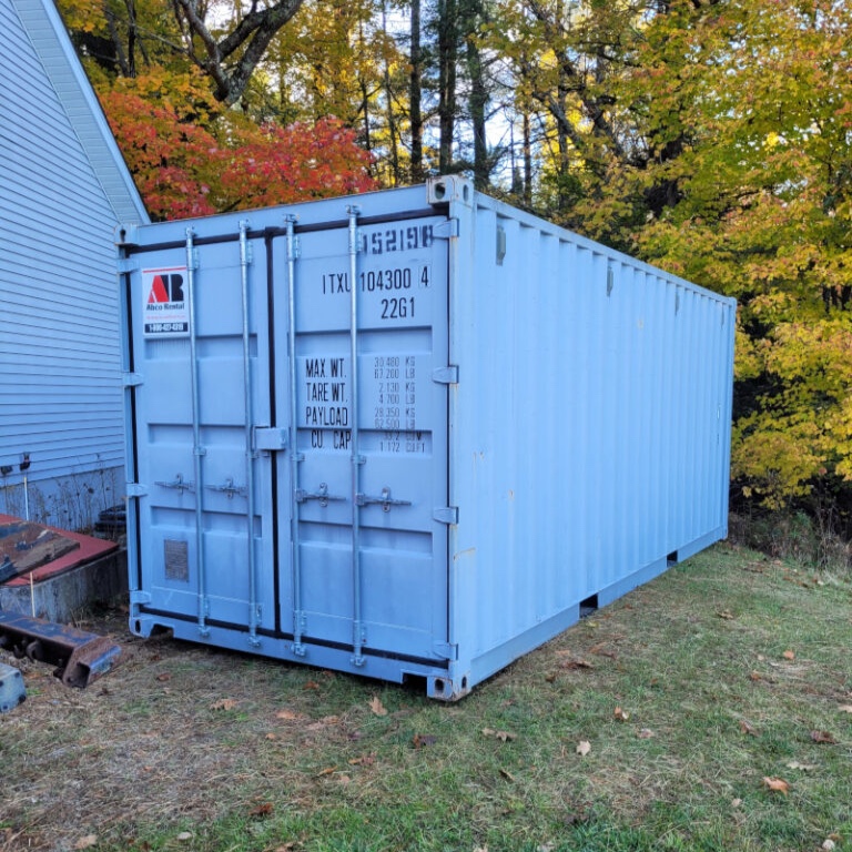 This 20′ storage container rental was delivered to Windham, Maine. 