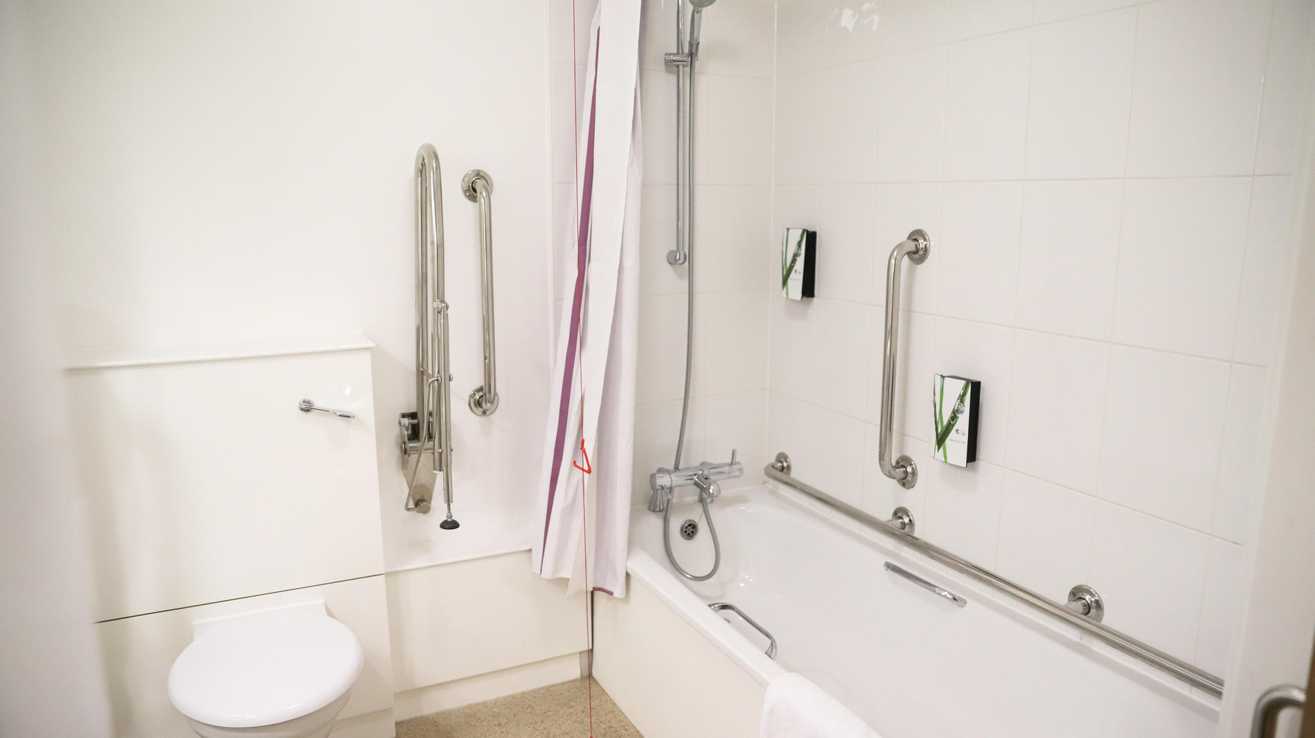 Premier Inn accessible bathroom with lowered bath Premier Inn accessible bathroom with lowered bath