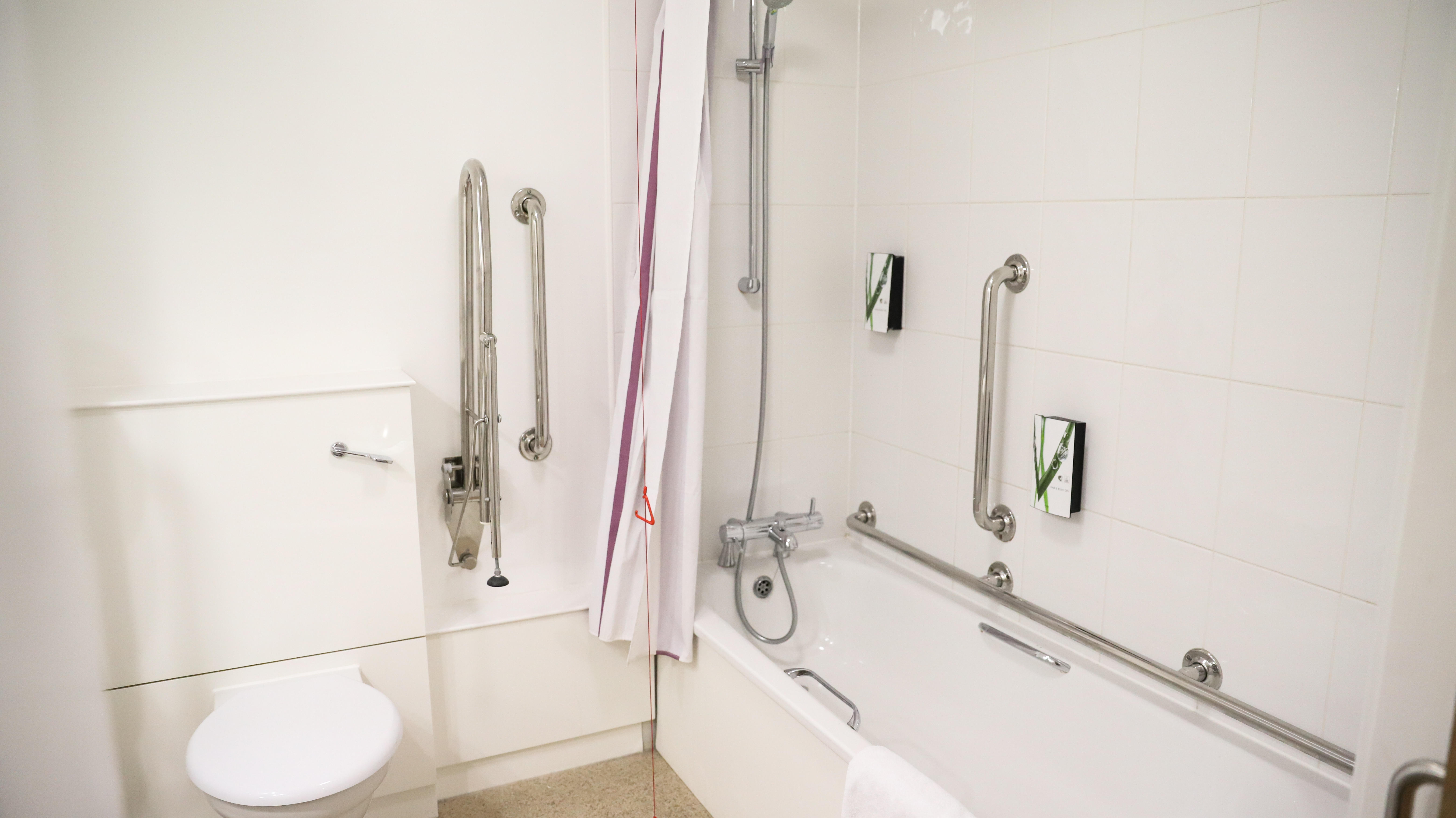 Premier Inn accessible bathroom with lowered bath Premier Inn Gloucester (Little Witcombe) hotel Gloucester 03330 031676