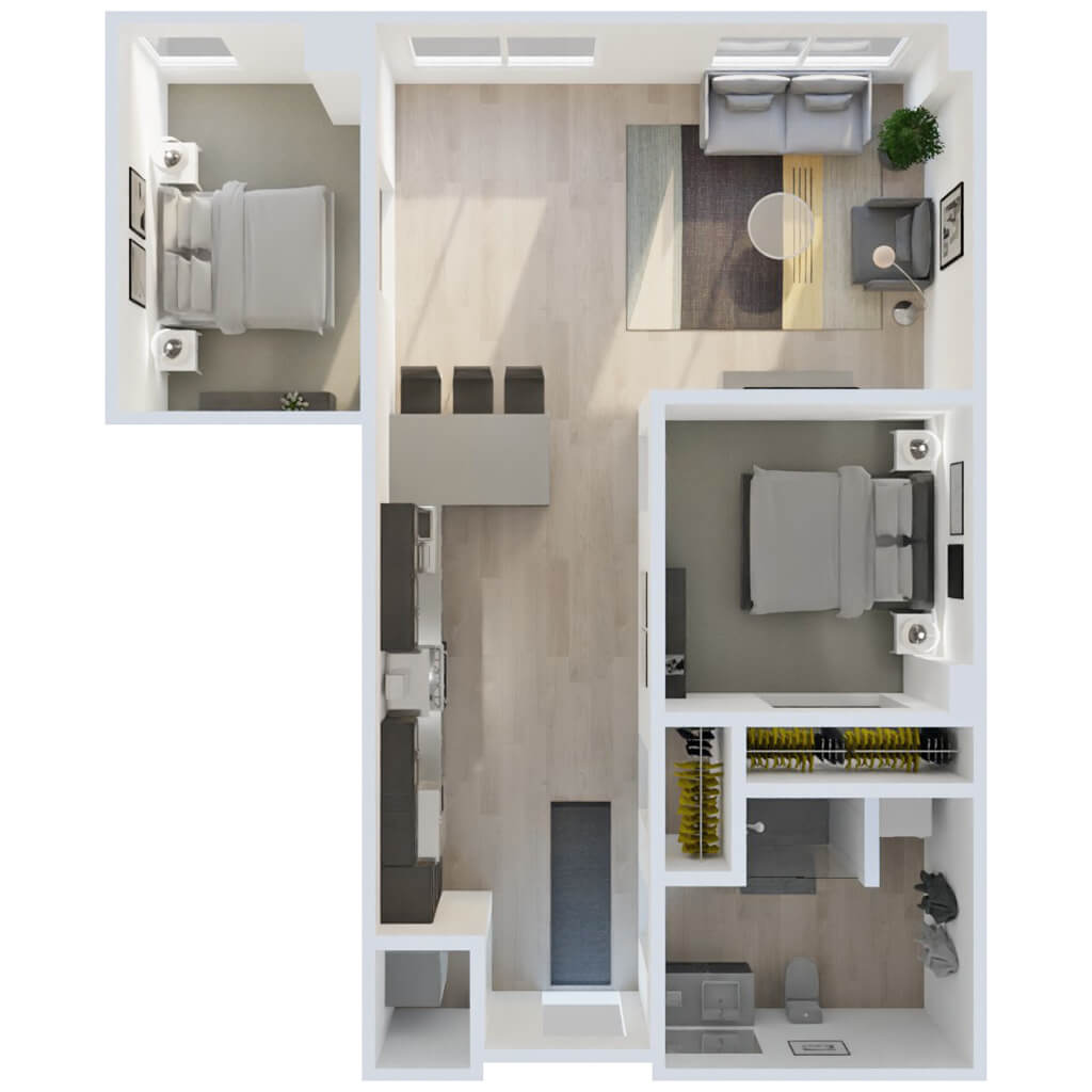 STYLE D2 1 Bedroom + Den 1 Bath