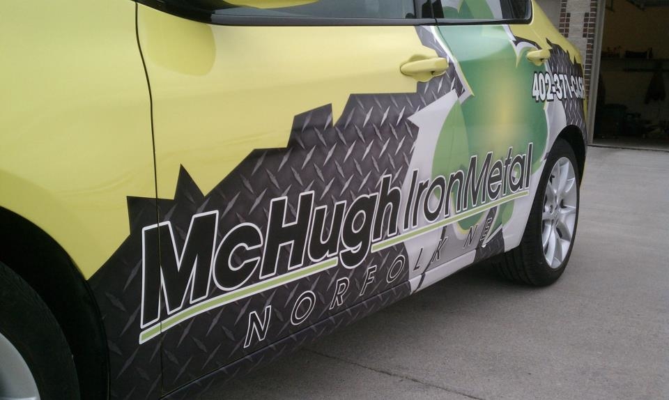 Partial Wrap on a lime green Dodge Dart.
Partial wraps can be a very effective, less expensive alternative to a full wrap.