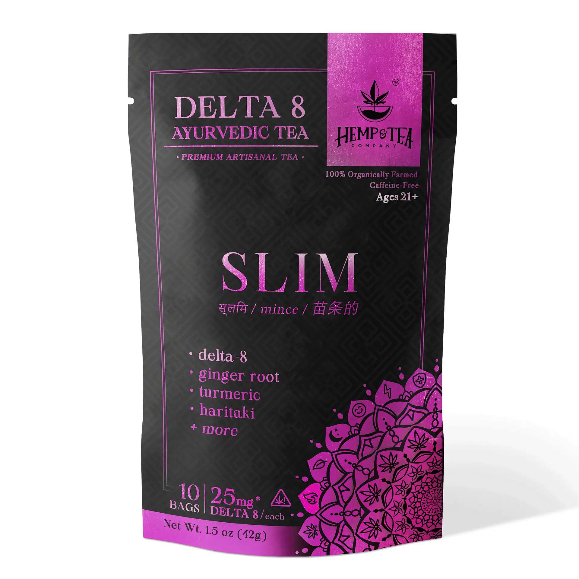 Slim and tone with our hand-crafted Delta 8 Tea Bags.

Our Slim blend is designed with water-soluble Delta 8, which is FOUR TIMES more bioavailable than other forms. Along with our balancing Ayurvedic herbs, this tea will ease appetite, boost metabolism, and aid digestion through relaxation.