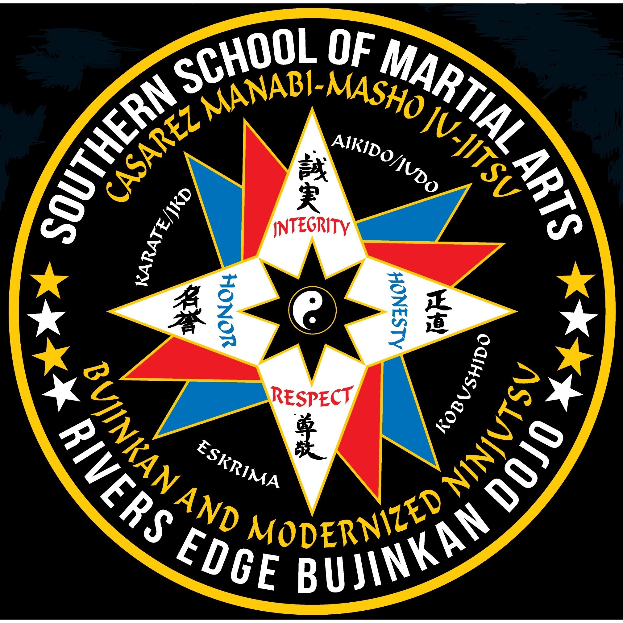 Southern School of Martial Arts and Rivers Edge Bujinkan Dojo Logo