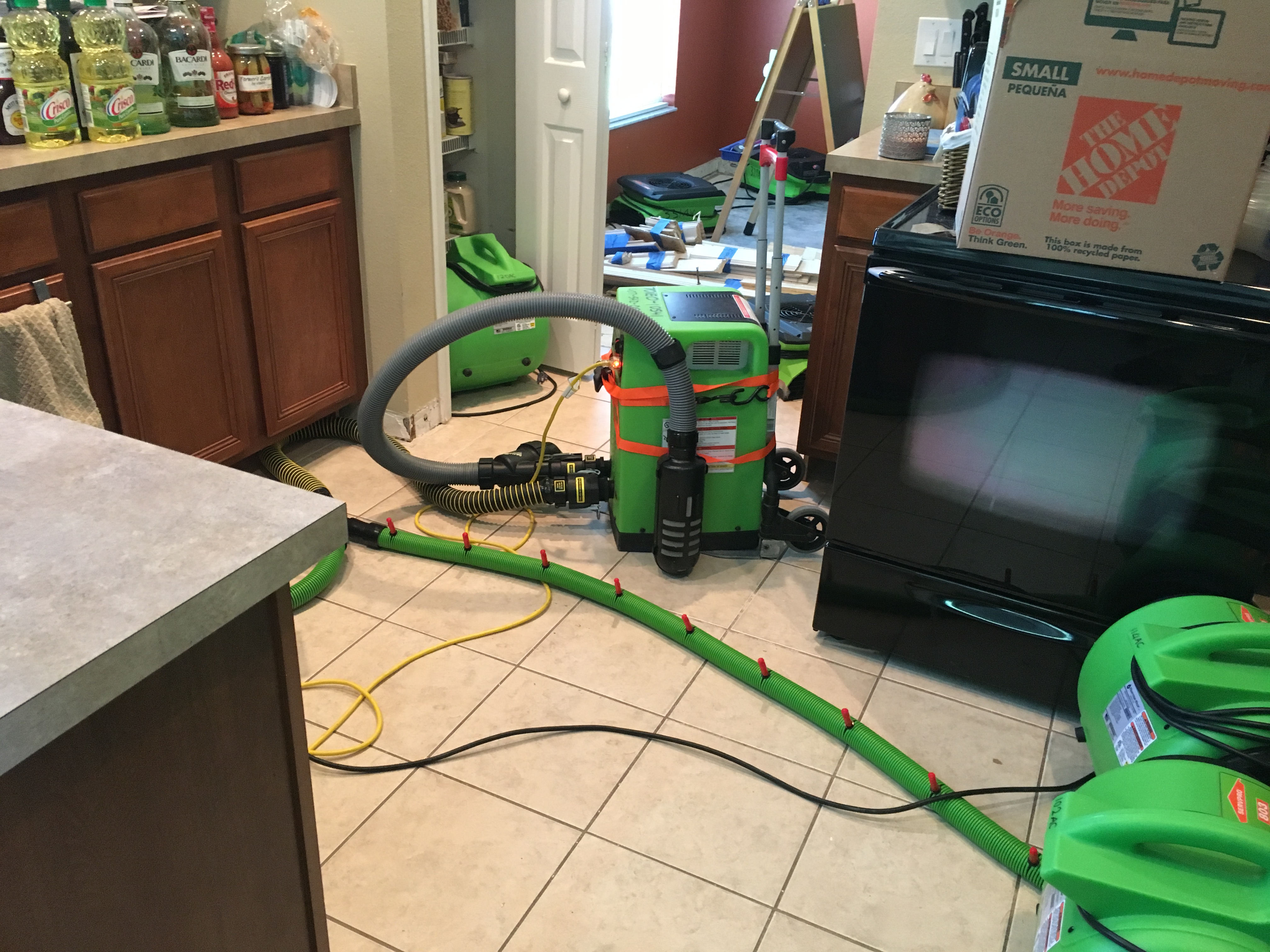 Got the SERVPRO equipment up and running during a residential water restoration.