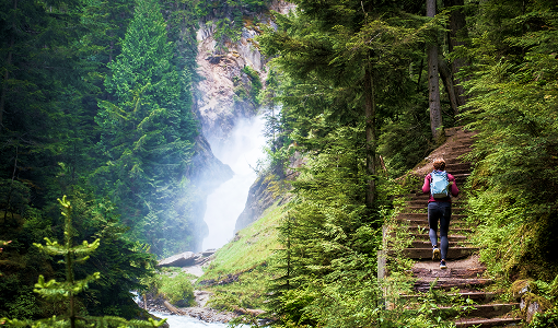 A person hiking at Glacier National Park.