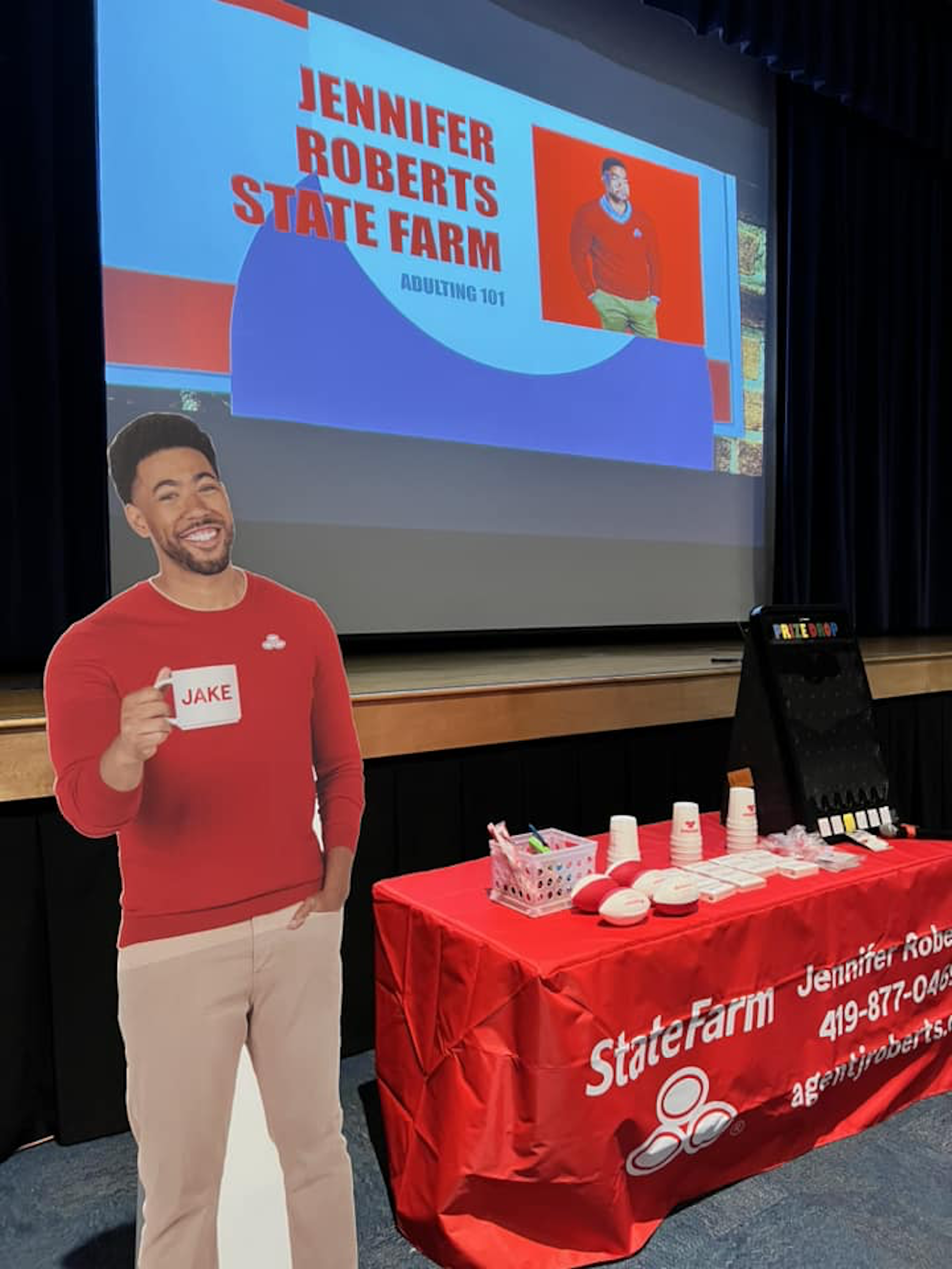 Jake was out at the Anthony Wayne High School teaching seniors the basics of car insurance.