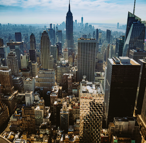 An aerial view of New York City.